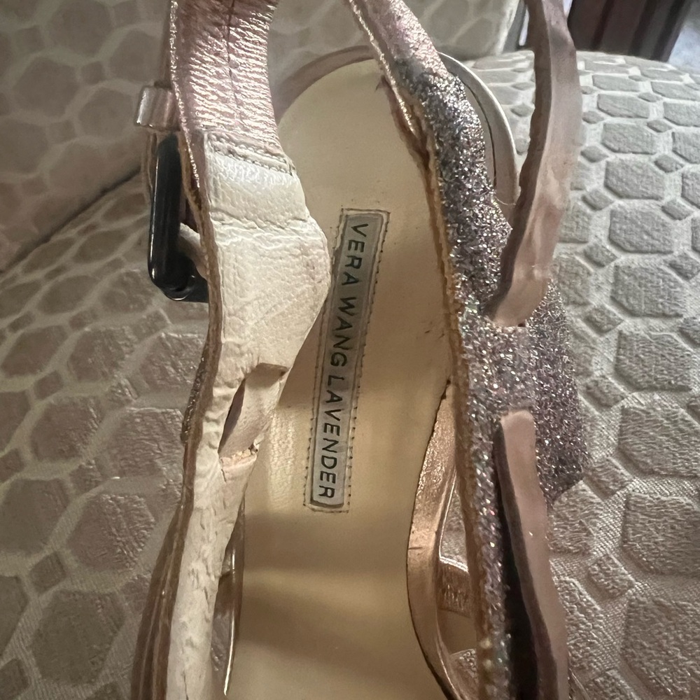 Vera Wang Metallic Rise-Gold Garmin Strappy Glitter Heels Size 9.5 - Picture 11 of 16